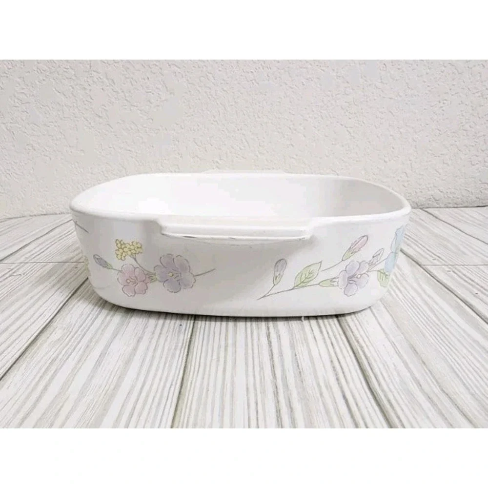 Corning‎ Ware Vintage Pastel Bouquet Pattern 1 Liter A-1-B Casserole Dish No Lid